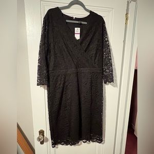 Black lace dress. Thalia. XXL. NWT knee length. 3/4 sleeve